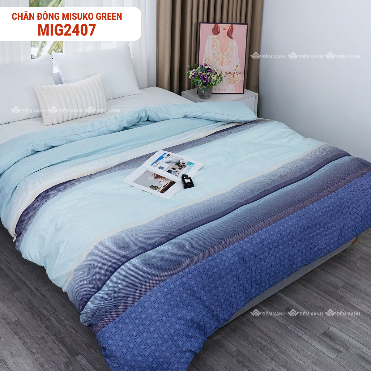Chăn đông Misuko Green
