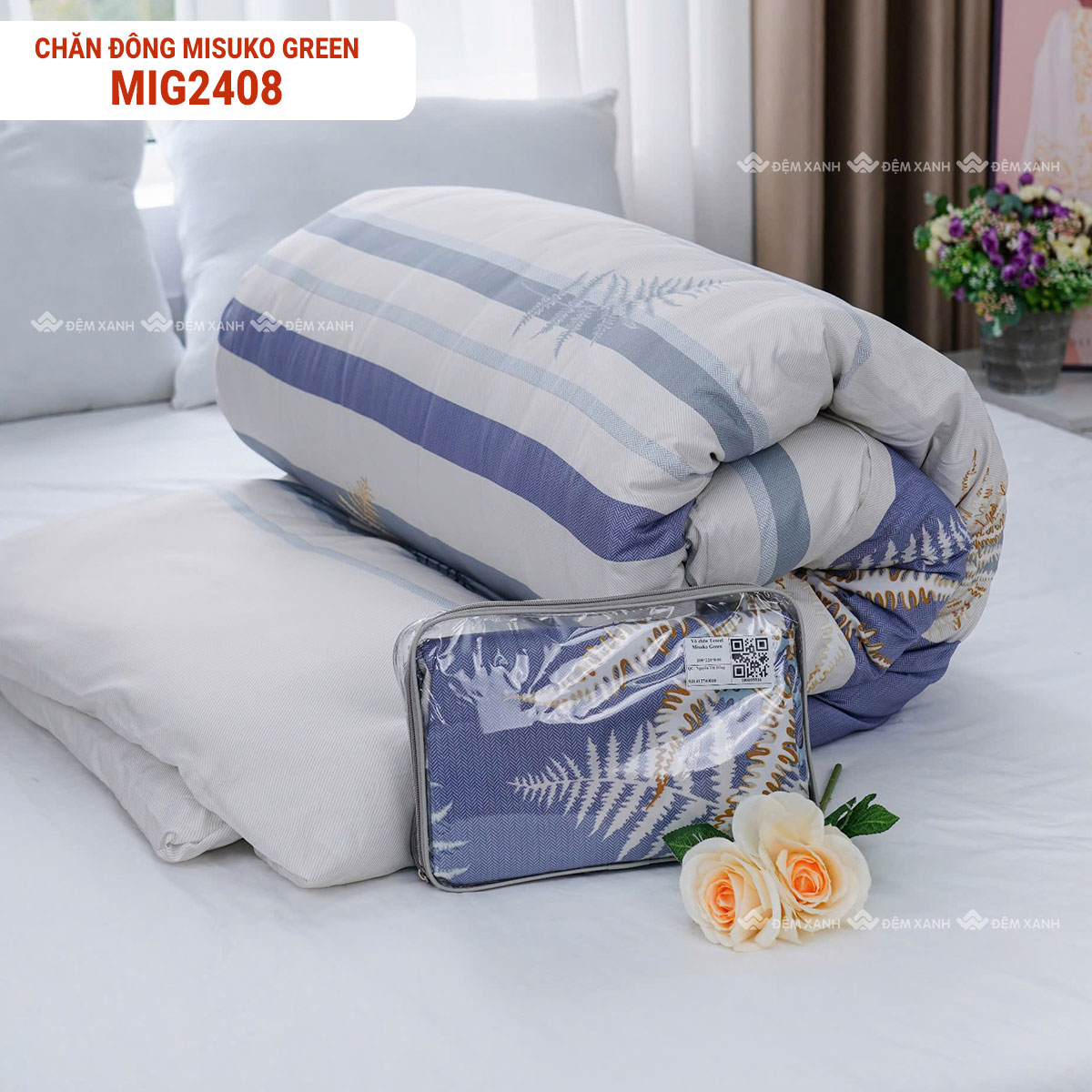 Chăn đông Misuko Green